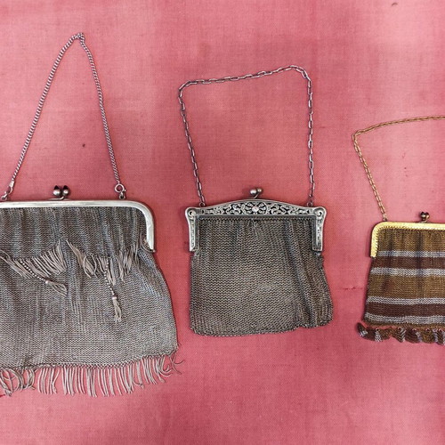 Vintage women's mesh purses like new, set of 3, alpacca and silver
