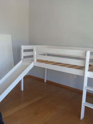 Children's loft bed with slide, pine wood, like new