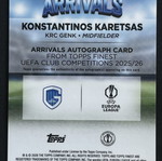 Konstantinos Karetsas 2025-26 Topps Finest UCC Arrivals Auto RC card