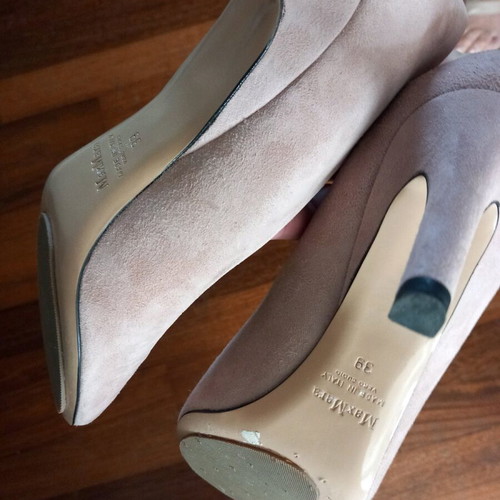 Max Mara peep-toe suede pumps dusty pink like new size 39