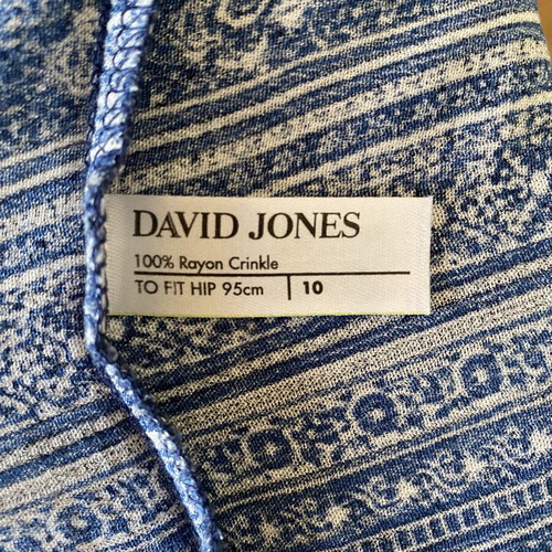 David Jones long floral skirt M 38 10 new, white and blue