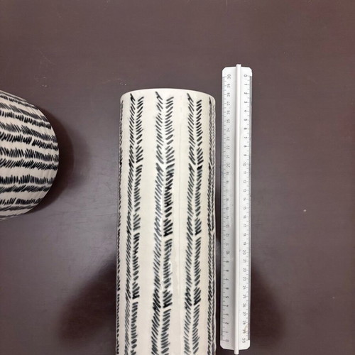 Modern ceramic vase set like new with geometric pattern
