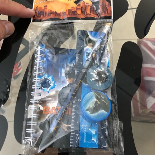 Batman Begins movie school set new with pencil, ruler, sharpener, eraser and notebook DC Comics