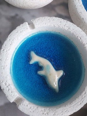 Ceramic ashtrays with liquid glass, new, scented Greece designs