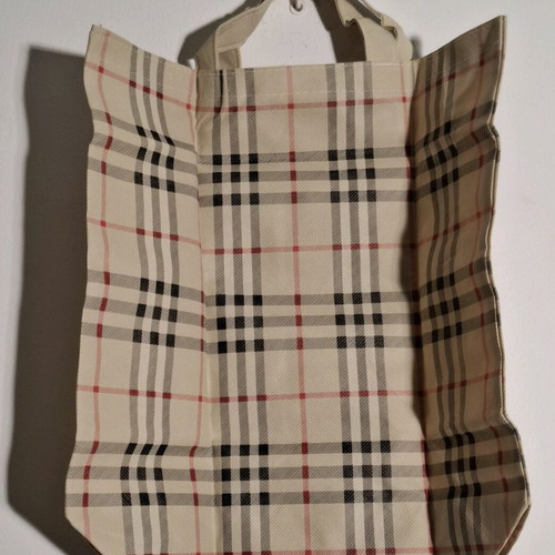 Fabric hand bag like new, beige with multicolor stripes