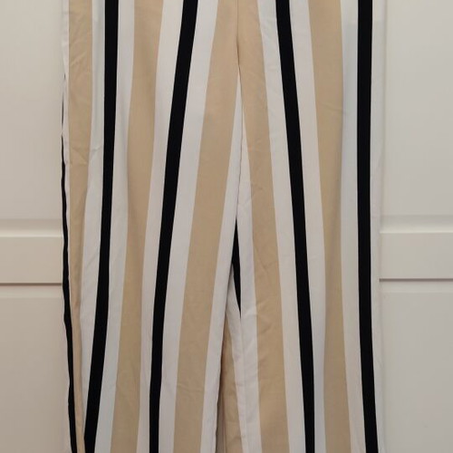 Wide-leg pants like new, white and beige, size S
