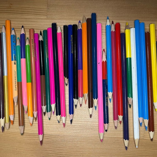 Set of used pencils, Faber Castell and Giotto colored pencils and more