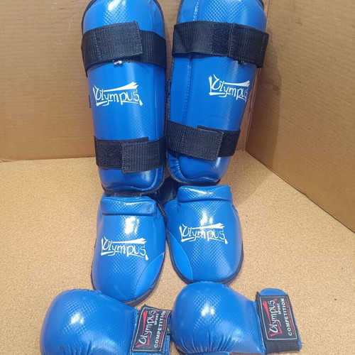 Olympus Sport Kids Karate and Taekwondo Shin Guards and Gloves Set used