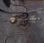 Vintage brass wall lights pair, three-light Amsterdam XXX design, used