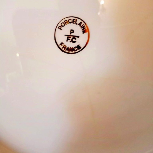 Platter and two cups Porcelaine P.F.C. de France