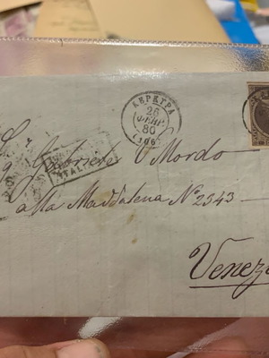 Φάκελος με γραμματόσημα Κεφαλή Ερμή 1880 δύσκολο