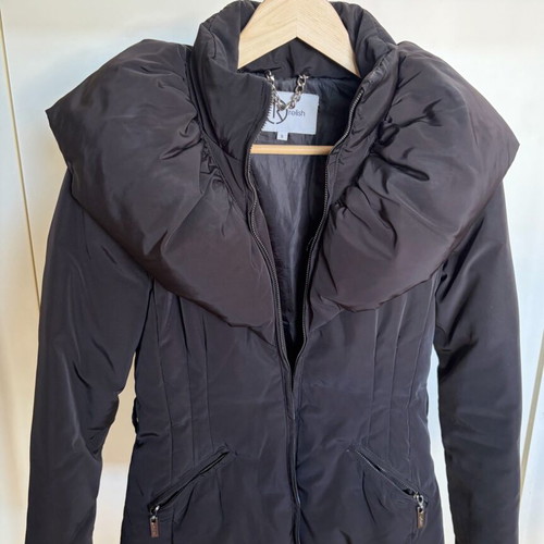 Relish women's black jacket size S like new with large collar and belt