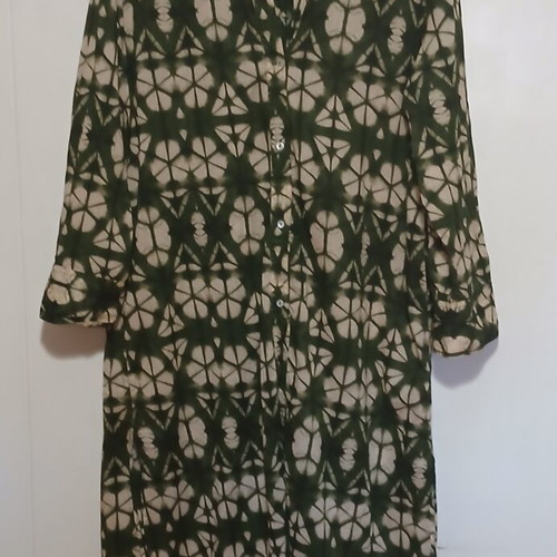 Zara printed tunic dress with geometric abstract die-dye pattern, size XL, like new