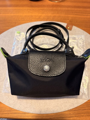 Longchamp Le Pliage mini pouch with strap, black crossbody bag