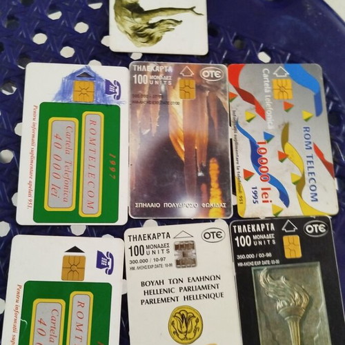 Phone cards used, Romanian and Greek, various values
