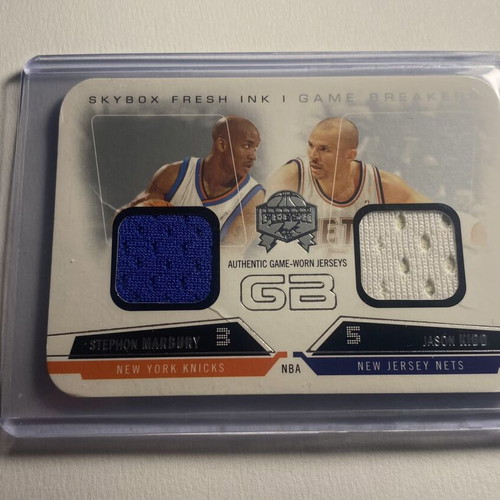 2004-05 Fleer SkyBox Fresh Ink Game Breakers Stephon Marbury Jason Kidd Dual Game-Worn Jersey card new