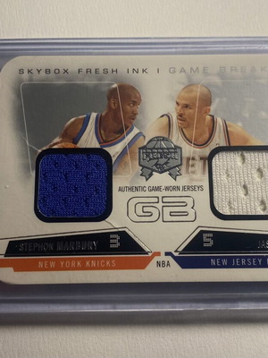 2004-05 Fleer SkyBox Fresh Ink Game Breakers Stephon Marbury Jason Kidd Dual Game-Worn Jersey card new