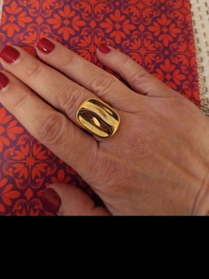 Gold ring used, steel, gold color