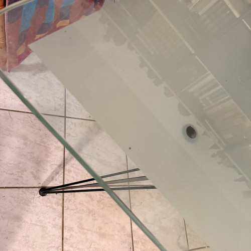 Glass dining table like new with tempered glass and metal base