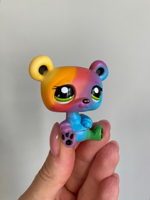 Littlest Pet Shop Rainbow Bear figurine used, small size, rare 2012