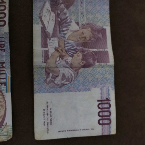 Italian banknotes used, pack of 3 pieces
