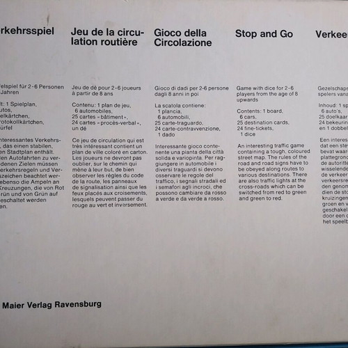 Traffic education board game used from 1968
