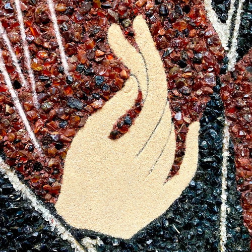 Christ Mosaic with Precious Stones, Handmade, New 66x95cm