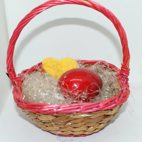 Easter basket used with wooden egg and chick