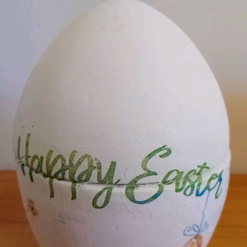 Handmade ceramic Easter egg with decoupage like new