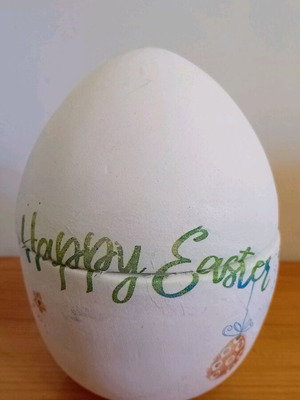 Handmade ceramic Easter egg with decoupage like new