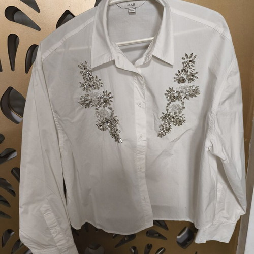Marks & Spencer White Shirt with Crystals Size M New