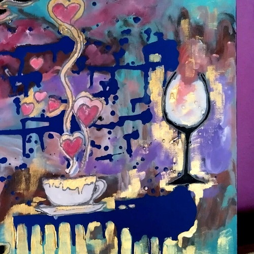 Canvas painting new, stretched with acrylics 45×35