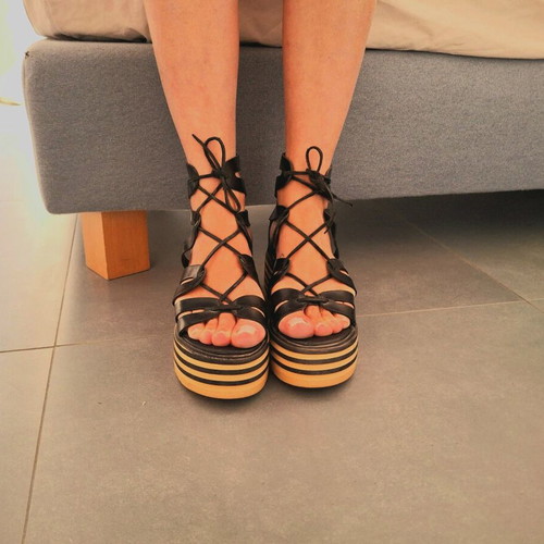 Makis Kotris leather platform sandals size 39 like new black