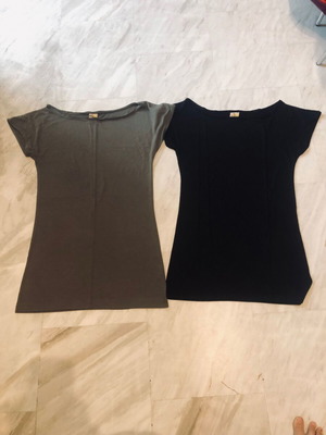 Pull & Bear T-shirts, black and khaki, size Medium