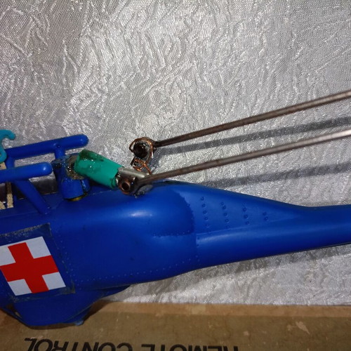 Biller helicopter air rescue vintage toy used with lithographed box from 1960