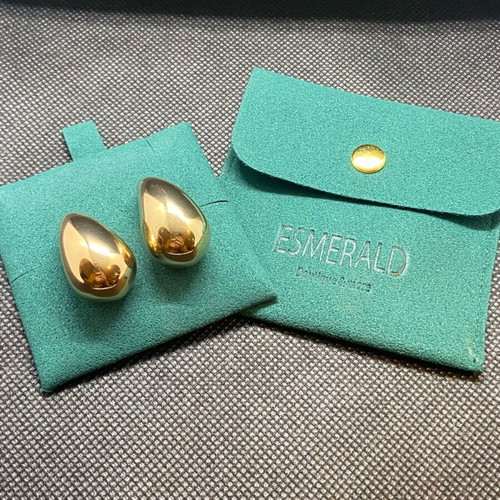 Gold teardrop earrings large size new with case