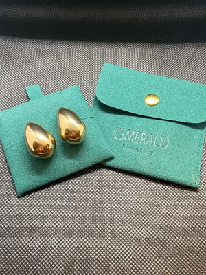 Gold teardrop earrings large size new with case