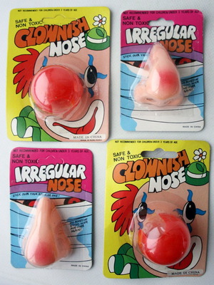 Carnival clown noses and large 1980s carnival nose new, set of 4