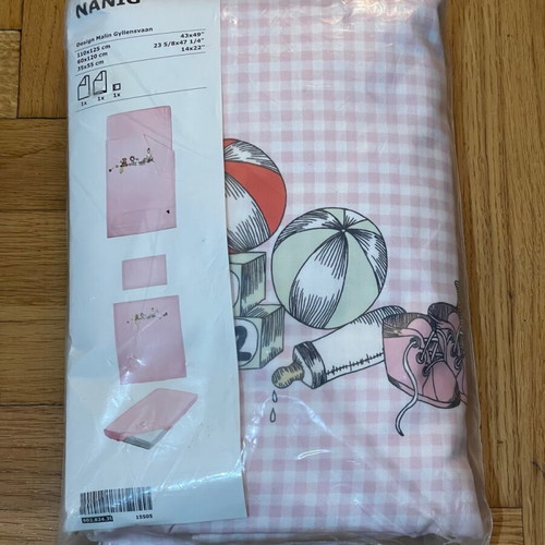Ikea crib duvet cover set new 110x125 pink