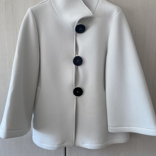 Made in Italy white wide coat with buttons and belt, size M