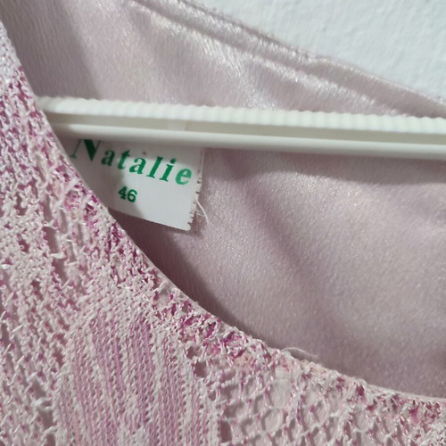 Evening dress used with pink lace and fringes, size 46