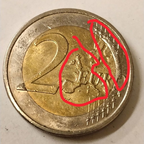 2 Euro Coin used from Luxembourg 2011 with minting error