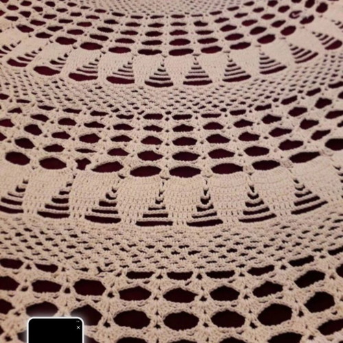 Handmade crochet doily in ecru color, diameter 0.75 m, new