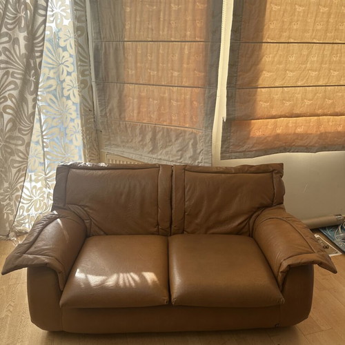 Leather sofa set, three-piece, genuine leather