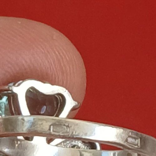 Ring with natural topaz, silver 925, 17 mm