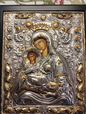 Panagia Vrefokratousa Byzantine Art Silver 950 Icon like new
