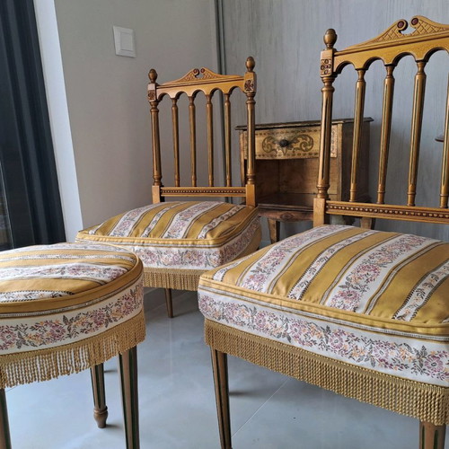 2 handmade chairs set with embroidery