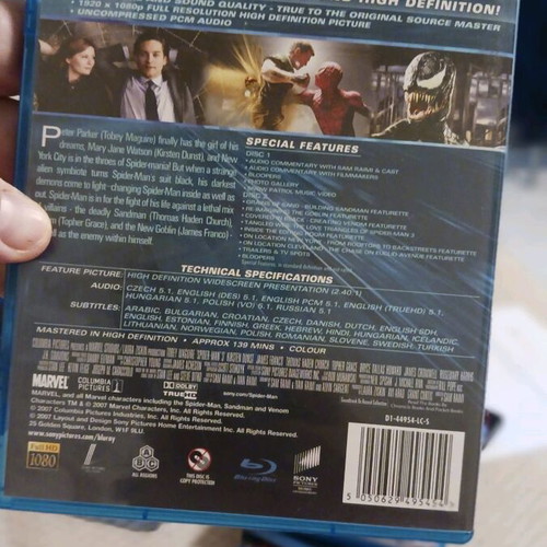 Blue Ray Spiderman 3 used in excellent condition