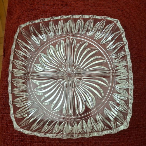 Crystal serving platter with compartments for nuts