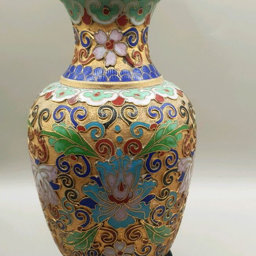 Cloisonné vase like new, 13.5 cm